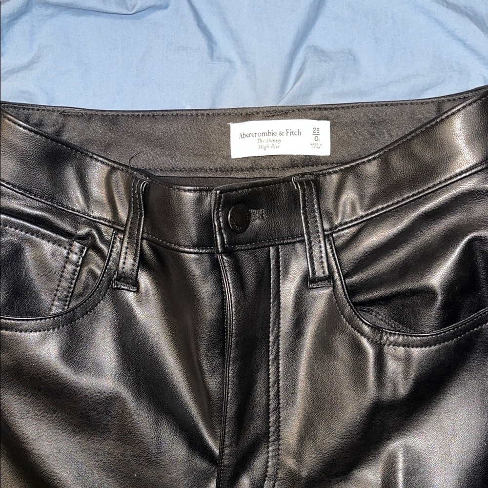 Abercrombie & Fitch Shiny Black Leather Pants